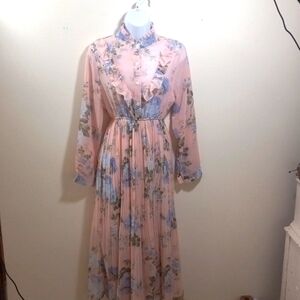 Feminine Romantic  Floral long sleeve dress Pastel colors Size M Chic Wish